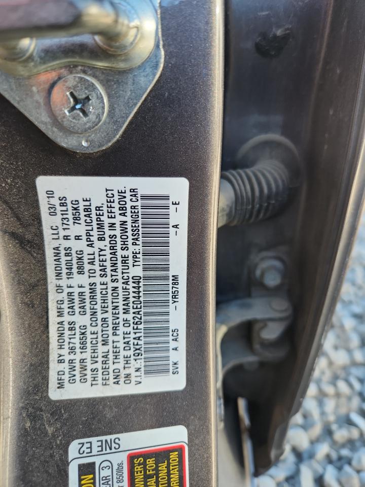 2010 Honda Civic Lx-S VIN: 19XFA1F62AE044440 Lot: 81734625