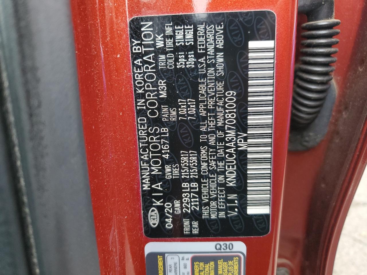 2021 Kia Seltos S VIN: KNDEUCAA3M7081009 Lot: 81688375