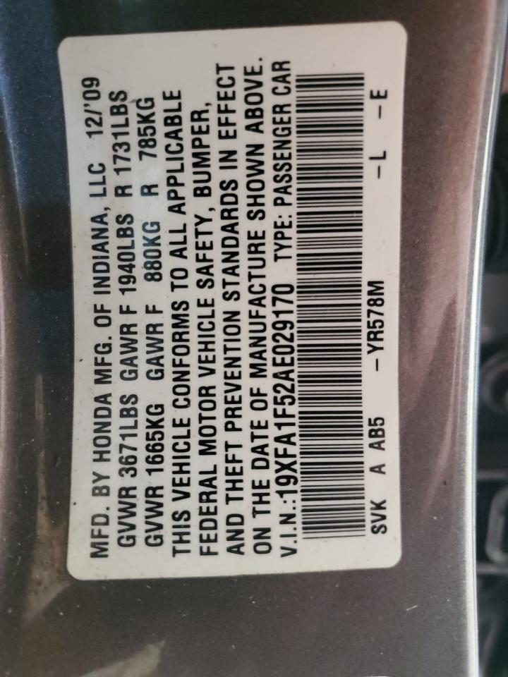 2010 Honda Civic Lx VIN: 19XFA1F52AE029170 Lot: 81920035