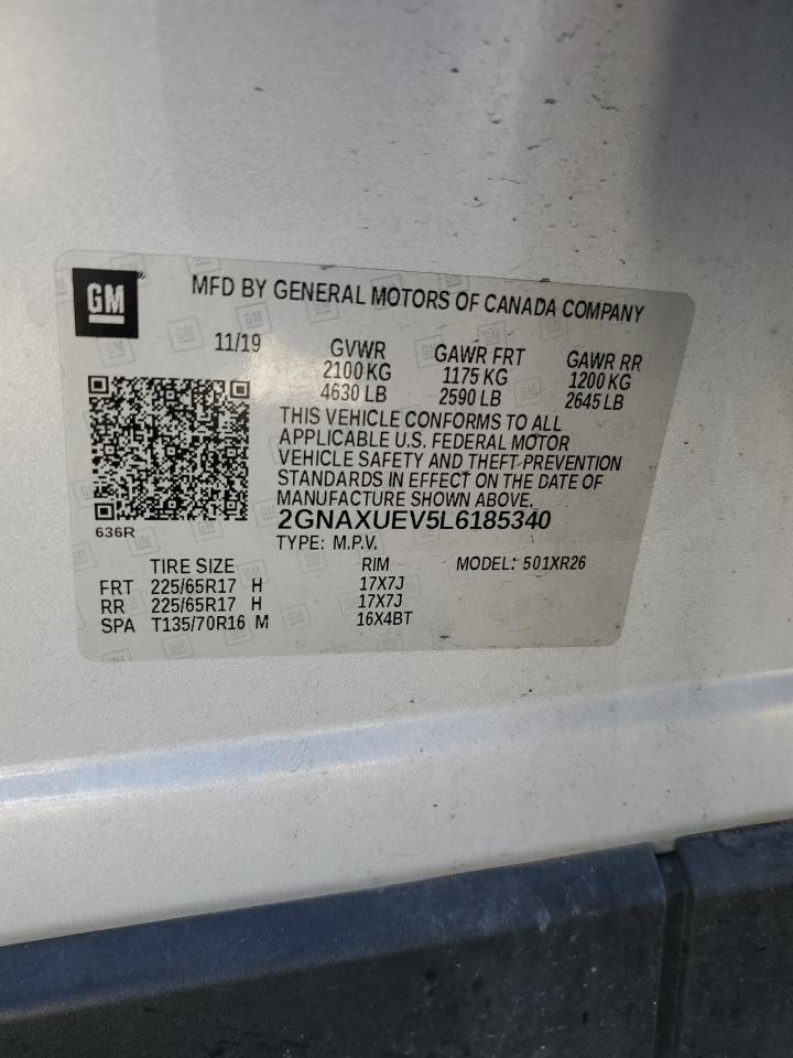 2020 Chevrolet Equinox Lt VIN: 2GNAXUEV5L6185340 Lot: 71298715