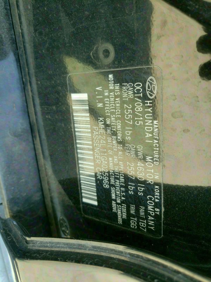 2016 Hyundai Sonata Hybrid VIN: KMHE24L11GA025968 Lot: 82121465