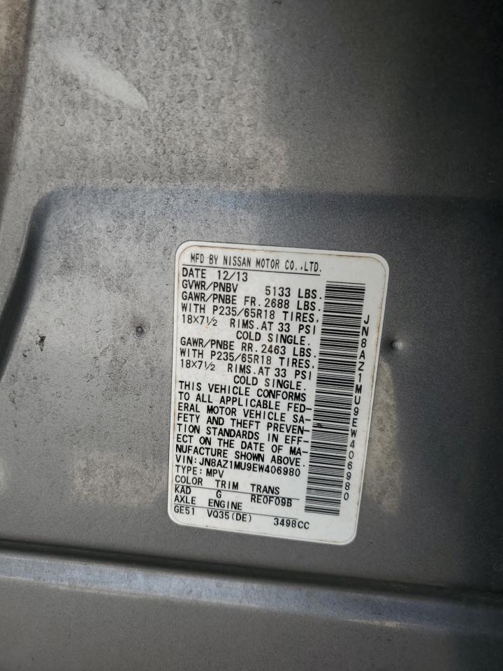 2014 Nissan Murano S VIN: JN8AZ1MU9EW406980 Lot: 84377325