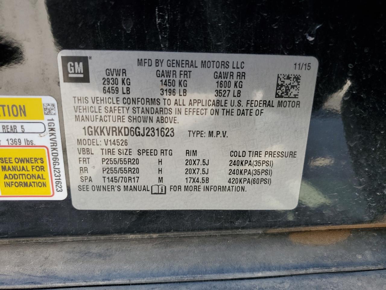 2016 GMC Acadia Slt-1 VIN: 1GKKVRKD6GJ231623 Lot: 81931885