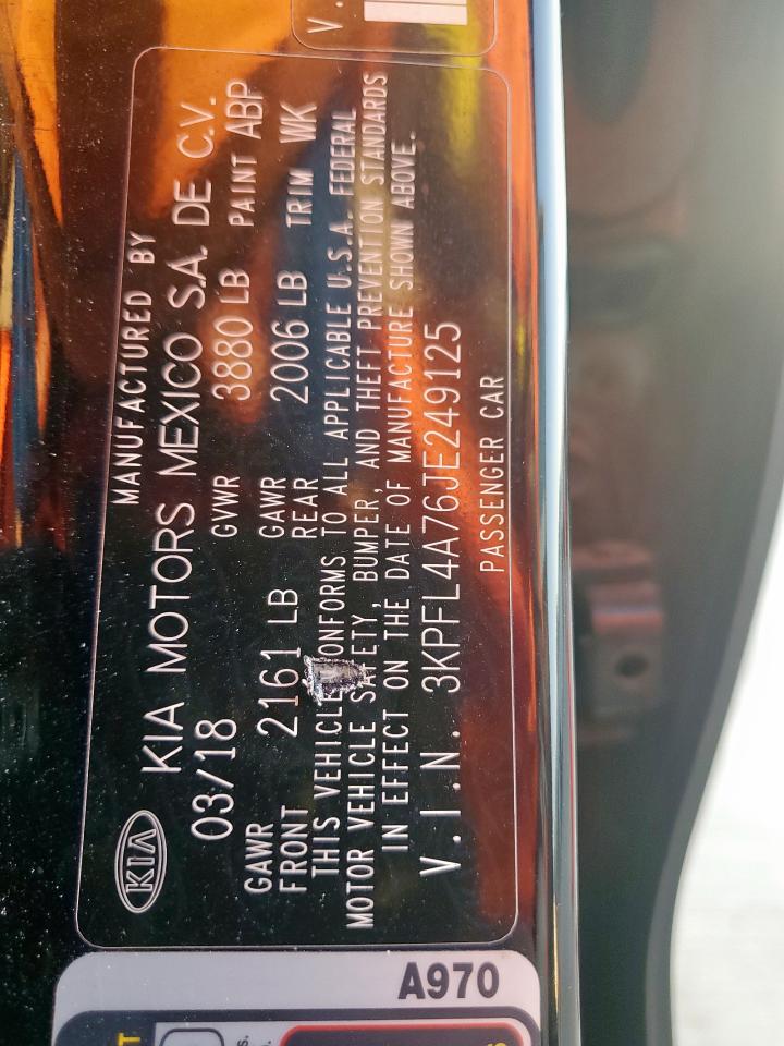 2018 Kia Forte Lx VIN: 3KPFL4A76JE249125 Lot: 72059235