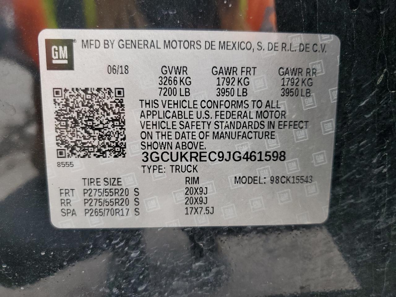 2018 Chevrolet Silverado K1500 Lt VIN: 3GCUKREC9JG461598 Lot: 81700315