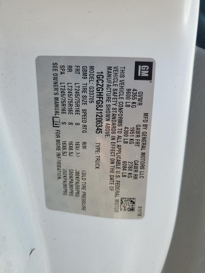 2018 Chevrolet Express G3500 VIN: 1GCZGHFG8J1206345 Lot: 69992125