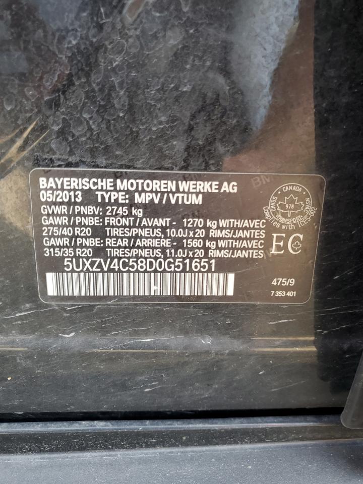 2013 BMW X5 xDrive35I VIN: 5UXZV4C58D0G51651 Lot: 80126215