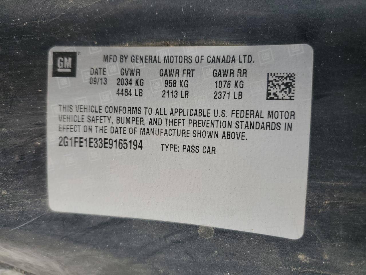 2014 Chevrolet Camaro Ls VIN: 2G1FE1E33E9165194 Lot: 80327275
