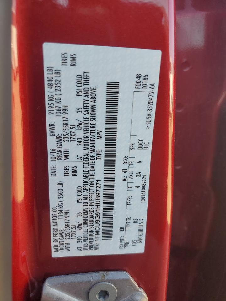 2017 Ford Escape Se VIN: 1FMCU9G91HUB97271 Lot: 81853905