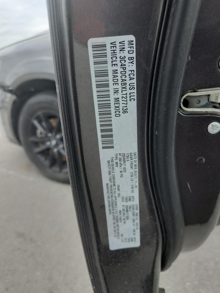 2020 Dodge Journey Se VIN: 3C4PDCABXLT277136 Lot: 83946515