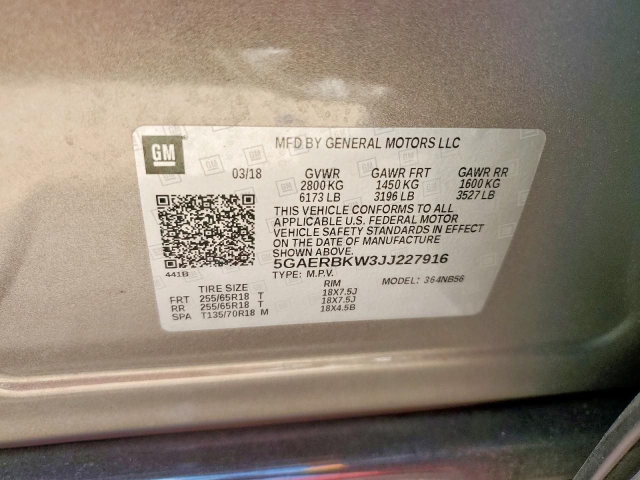 2018 Buick Enclave Essence VIN: 5GAERBKW3JJ227916 Lot: 81718685