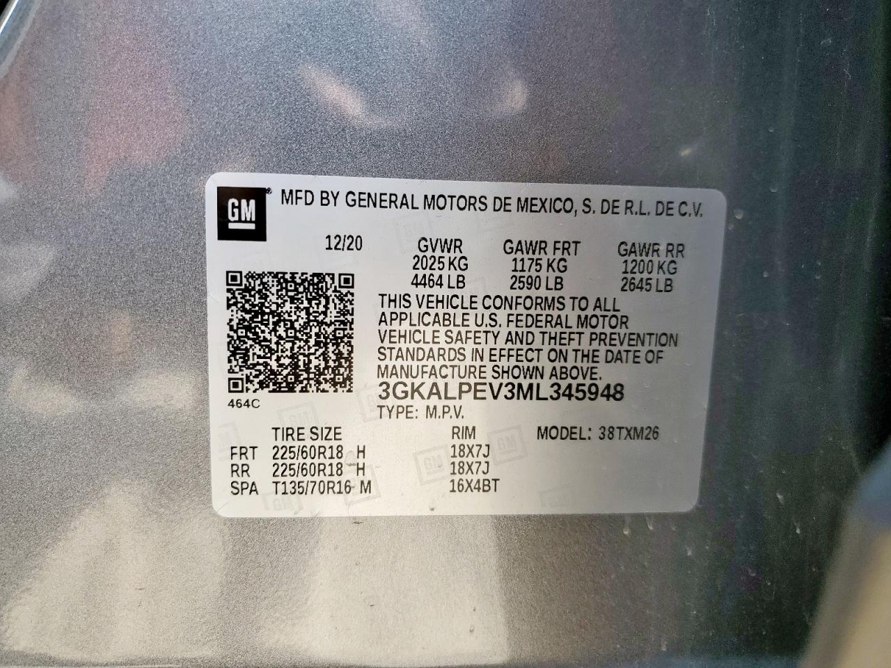 2021 GMC Terrain Slt VIN: 3GKALPEV3ML345948 Lot: 80743235