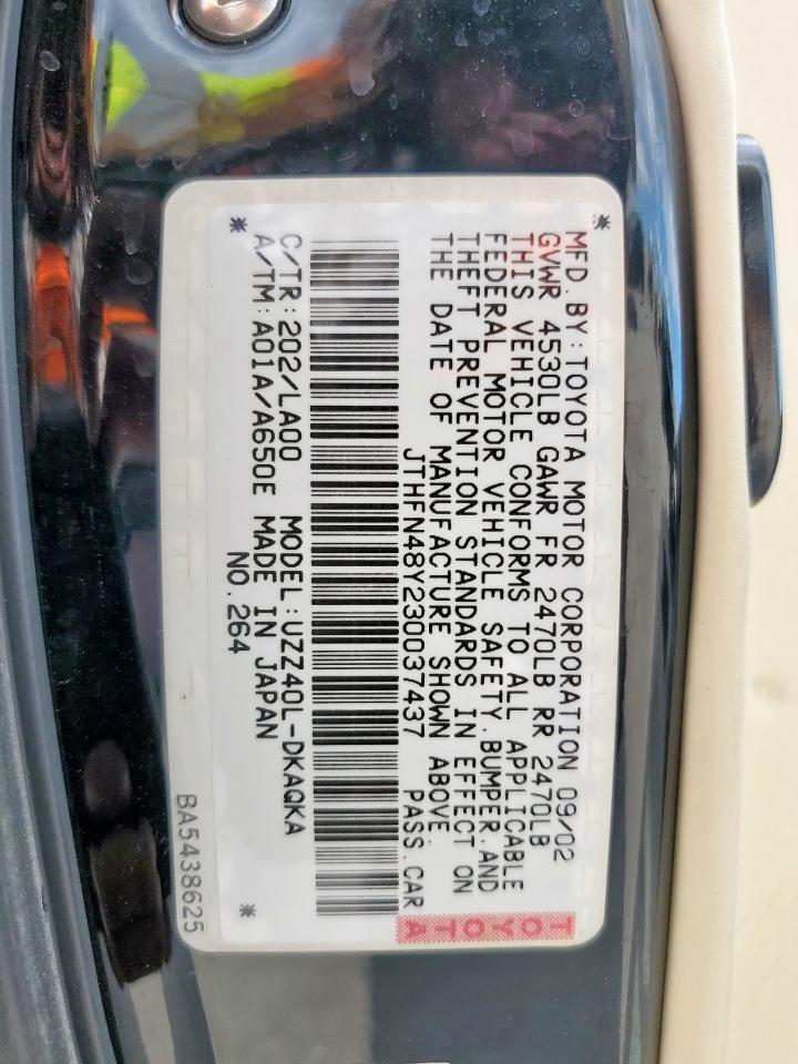 2003 Lexus Sc 430 VIN: JTHFN48Y230037437 Lot: 82165405