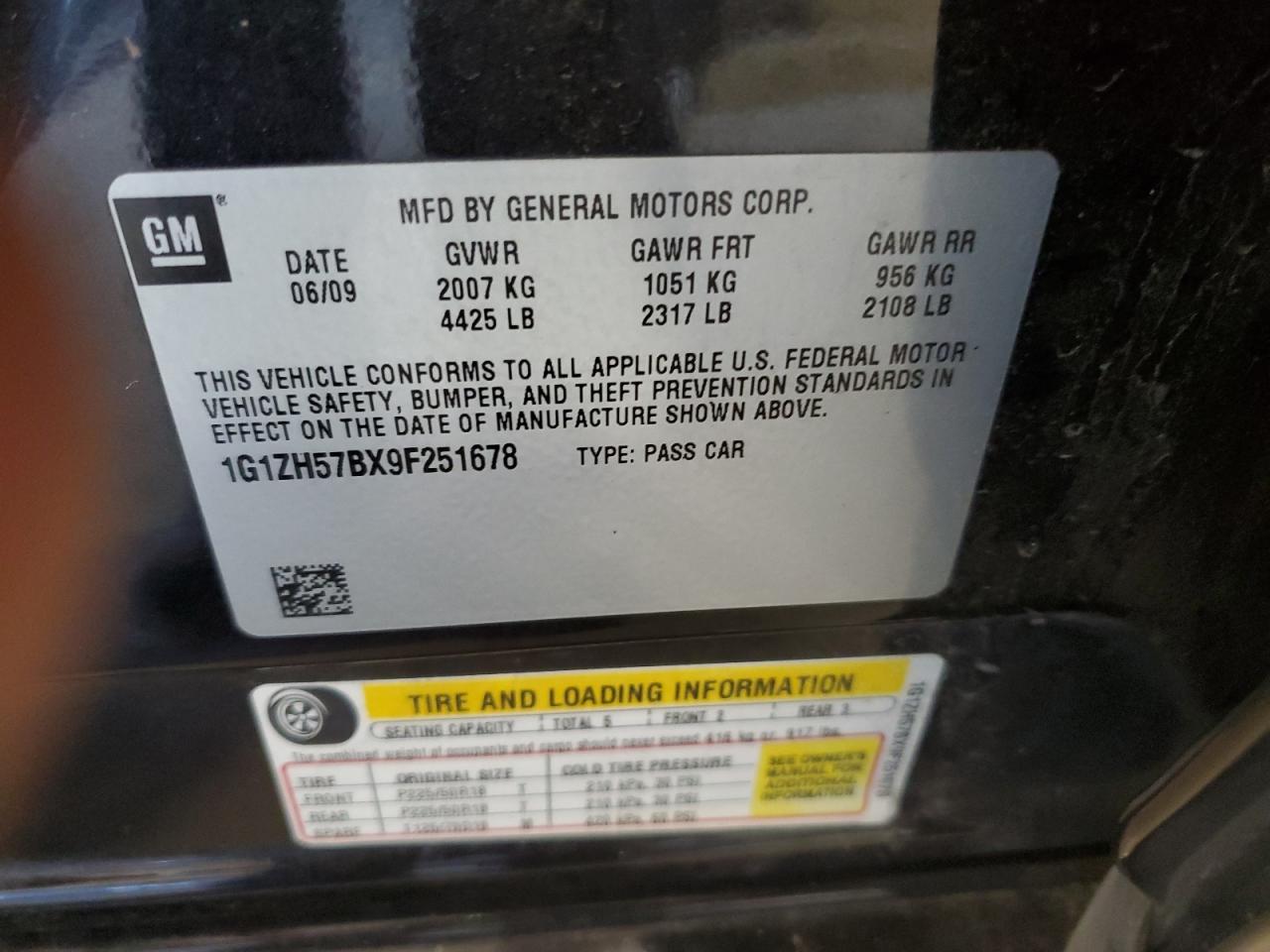 2009 Chevrolet Malibu 1Lt VIN: 1G1ZH57BX9F251678 Lot: 81915065