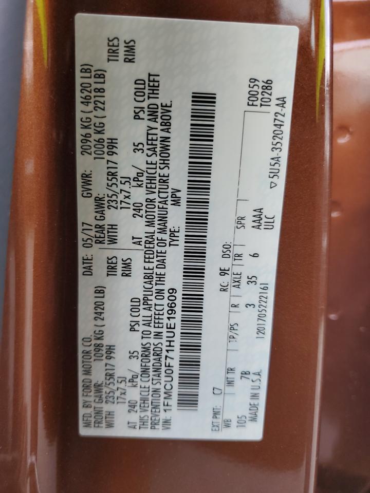 2017 Ford Escape S VIN: 1FMCU0F71HUE19609 Lot: 80685935