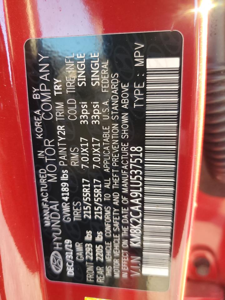 2020 Hyundai Kona Sel VIN: KM8K2CAA9LU537518 Lot: 71410265