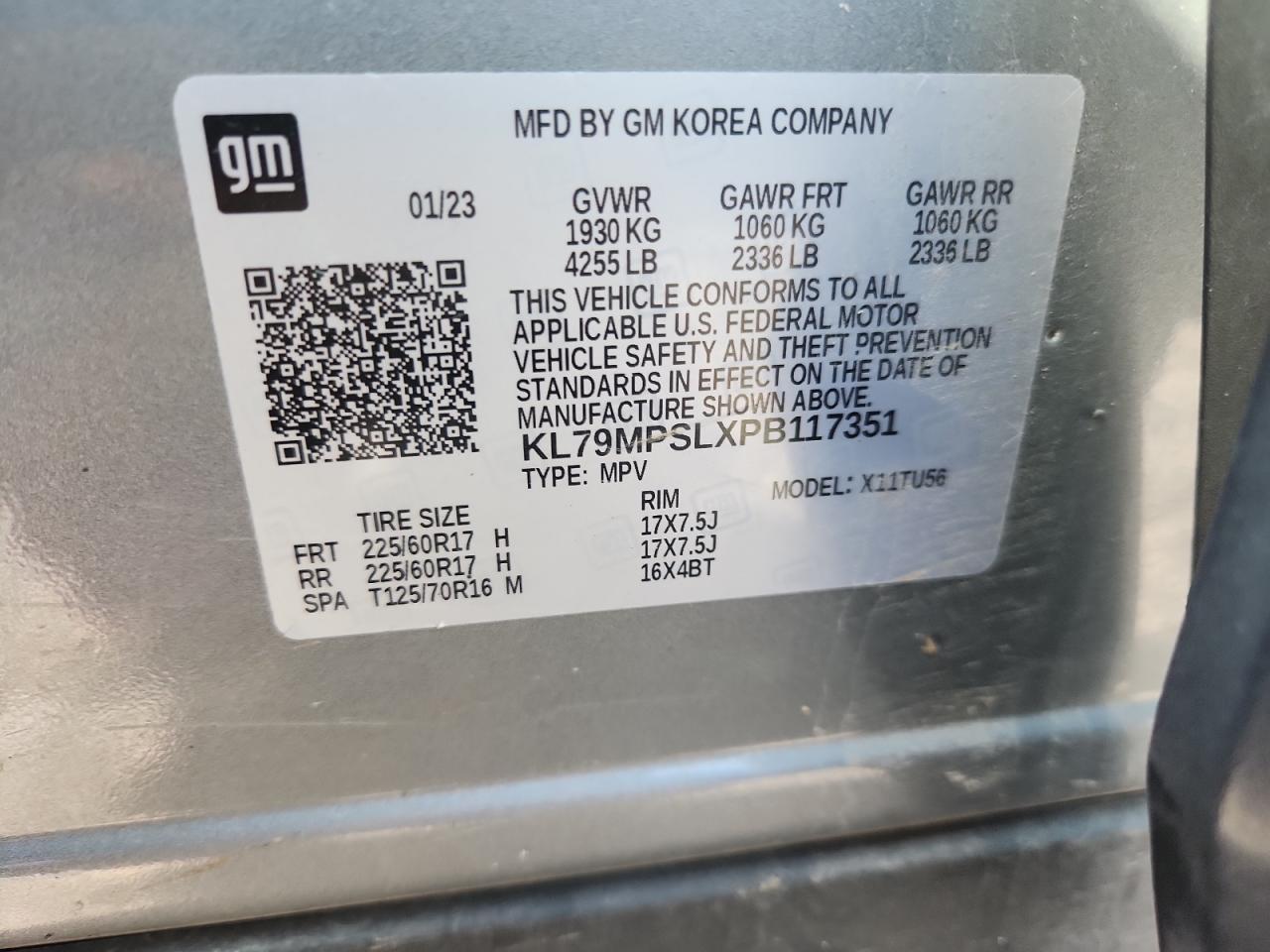 2023 Chevrolet Trailblazer Lt VIN: KL79MPSLXPB117351 Lot: 81850025