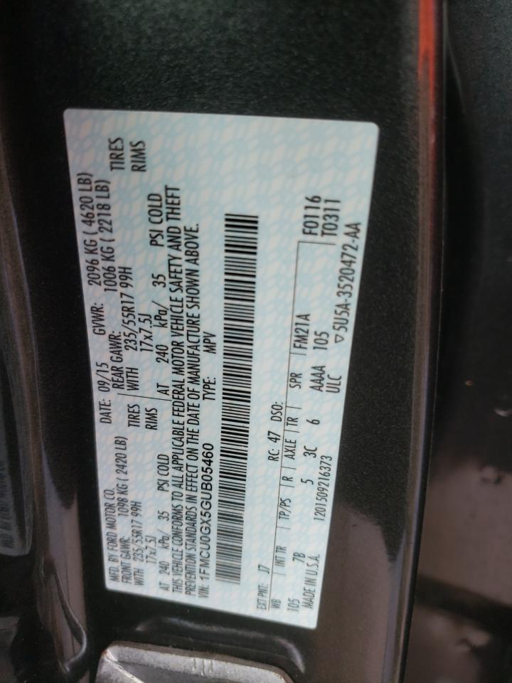 2016 Ford Escape Se VIN: 1FMCU0GX5GUB05460 Lot: 84414465