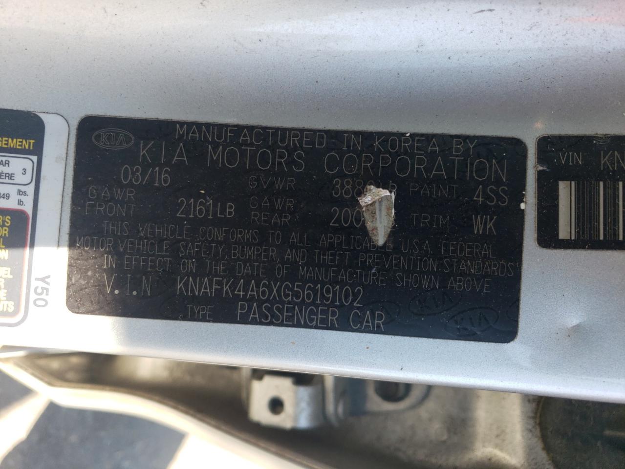 2016 Kia Forte Lx VIN: KNAFK4A6XG5619102 Lot: 70534565