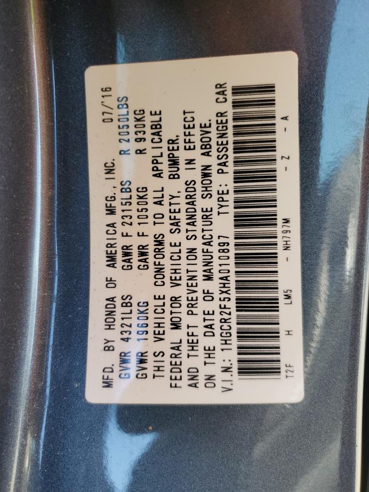 2017 Honda Accord Sport VIN: 1HGCR2F5XHA010897 Lot: 71370025