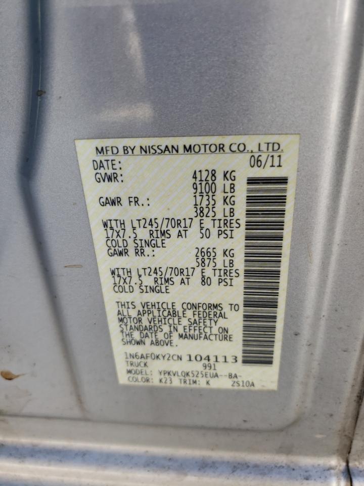 2012 Nissan Nv 2500 VIN: 1N6AF0KY2CN104113 Lot: 70366185