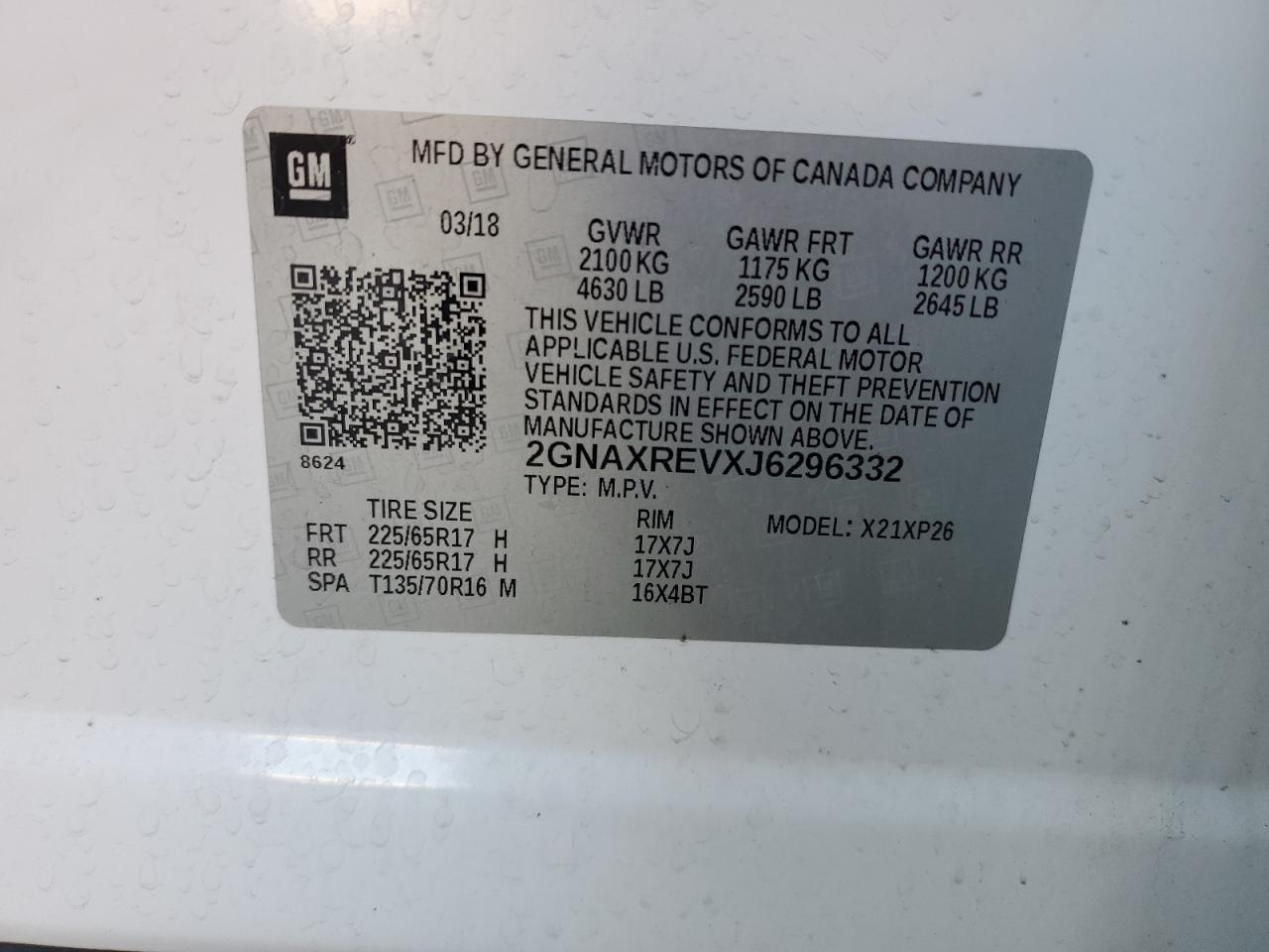 2018 Chevrolet Equinox Ls VIN: 2GNAXREVXJ6296332 Lot: 81901145