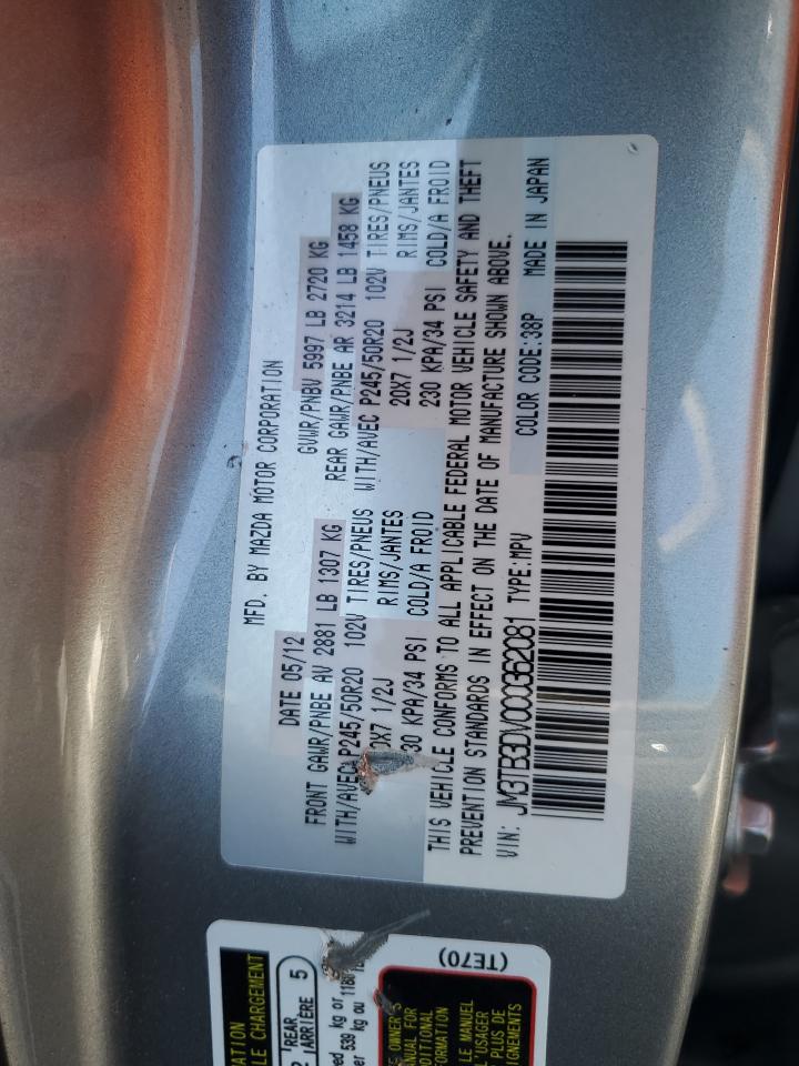 2012 Mazda Cx-9 VIN: JM3TB3DV0C0362081 Lot: 81814795