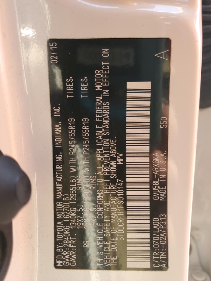 2015 Toyota Highlander Hybrid Limited VIN: 5TDDCRFH1FS010147 Lot: 71541875