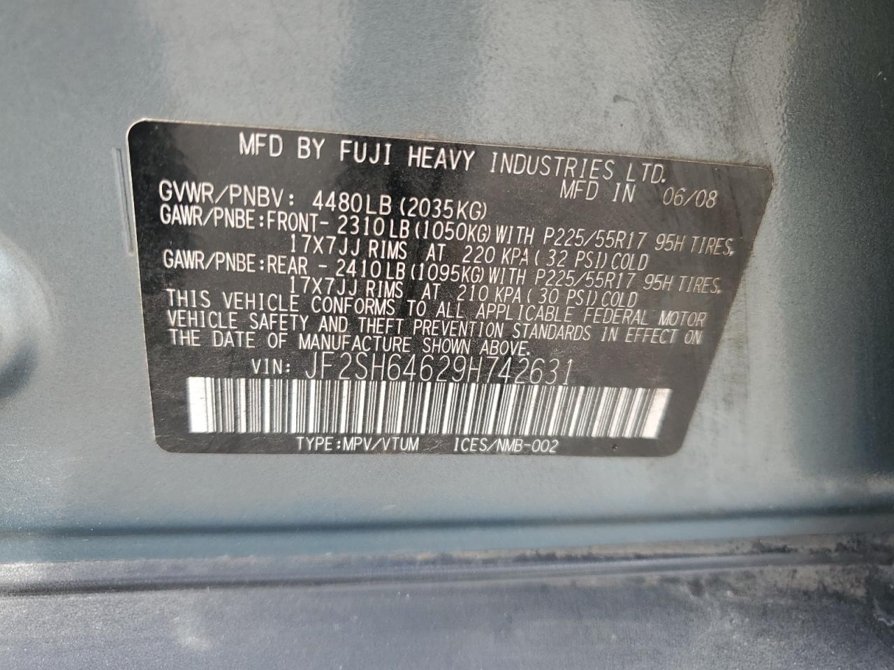 2009 Subaru Forester 2.5X Limited VIN: JF2SH64629H742631 Lot: 82065405