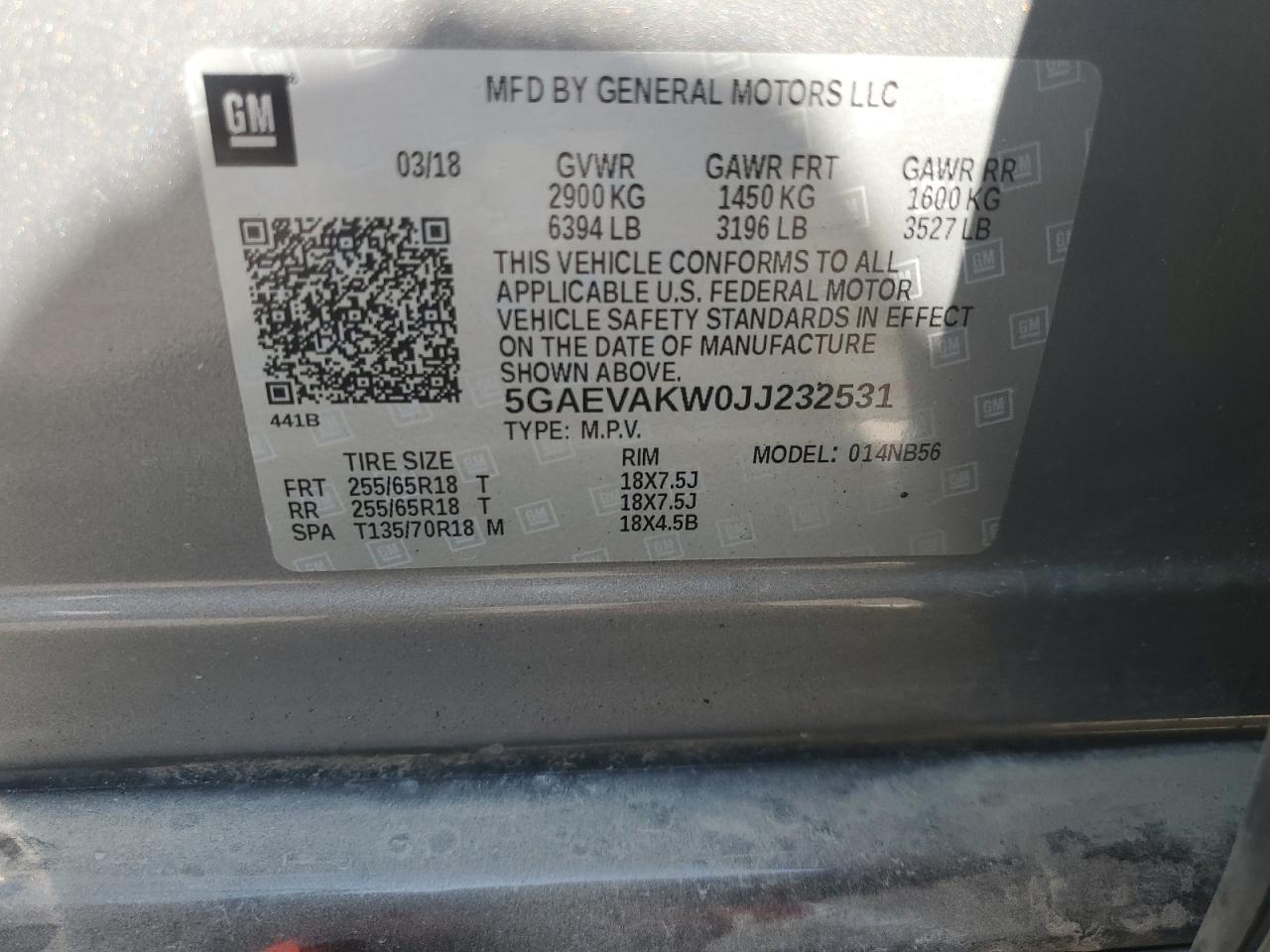 2018 Buick Enclave Essence VIN: 5GAEVAKW0JJ232531 Lot: 81270005