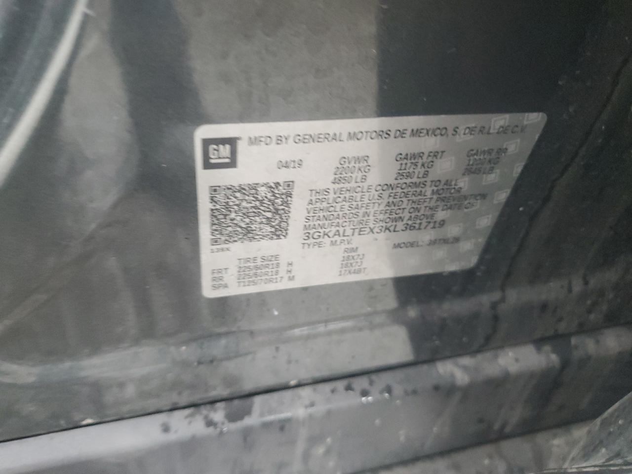 2019 GMC Terrain Sle VIN: 3GKALTEX3KL361719 Lot: 83768785