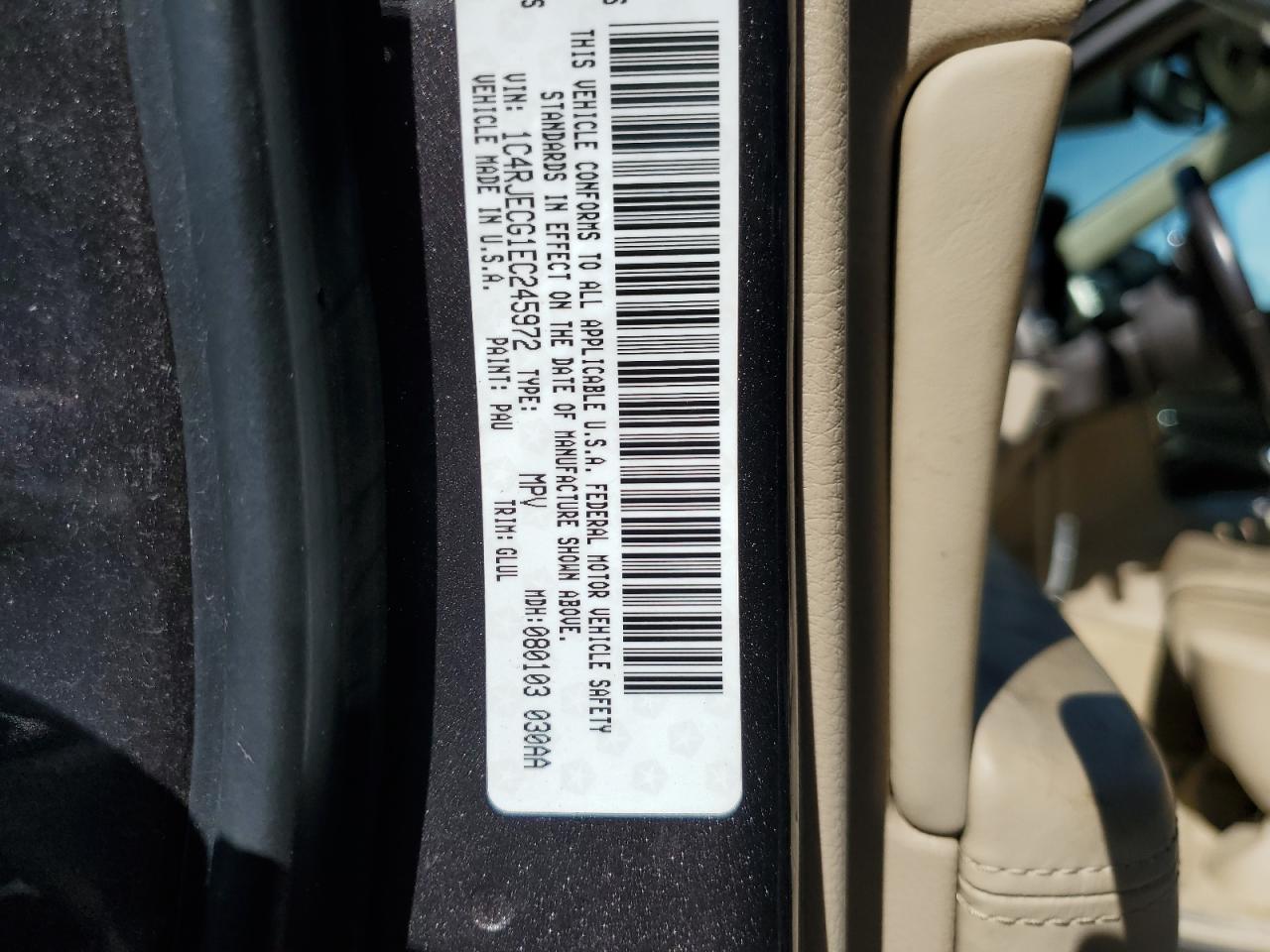 2014 Jeep Grand Cherokee Overland VIN: 1C4RJECG1EC245972 Lot: 83831405