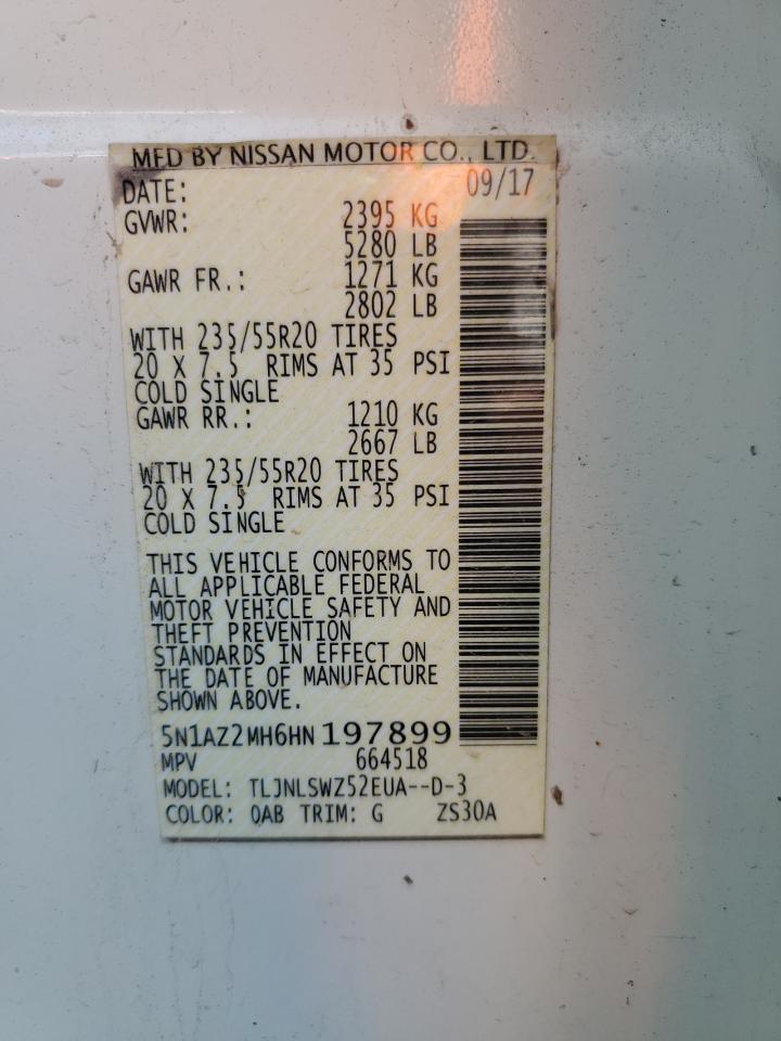 2017 Nissan Murano S VIN: 5N1AZ2MH6HN197899 Lot: 81824425