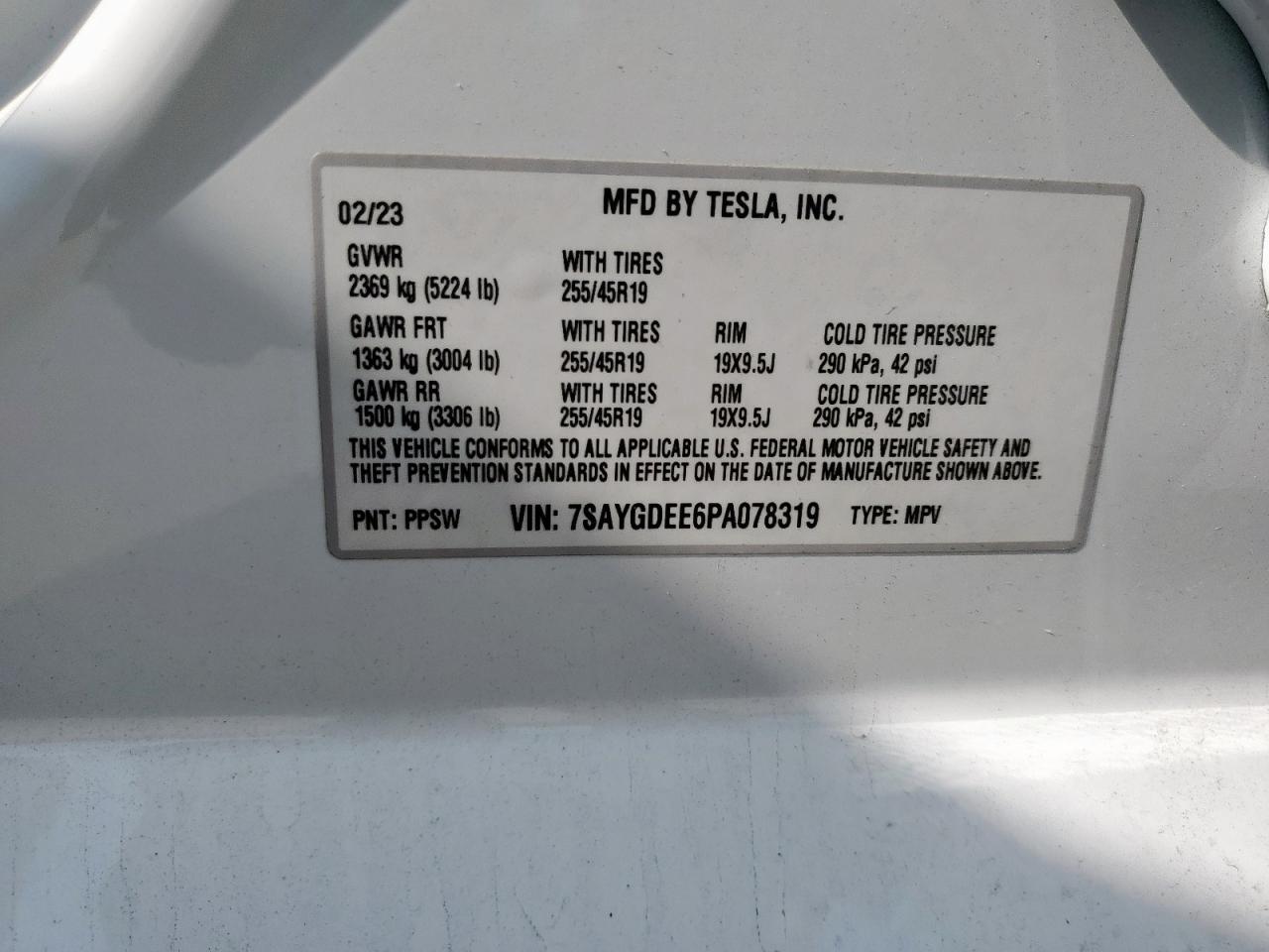 2023 Tesla Model Y VIN: 7SAYGDEE6PA078319 Lot: 82130755