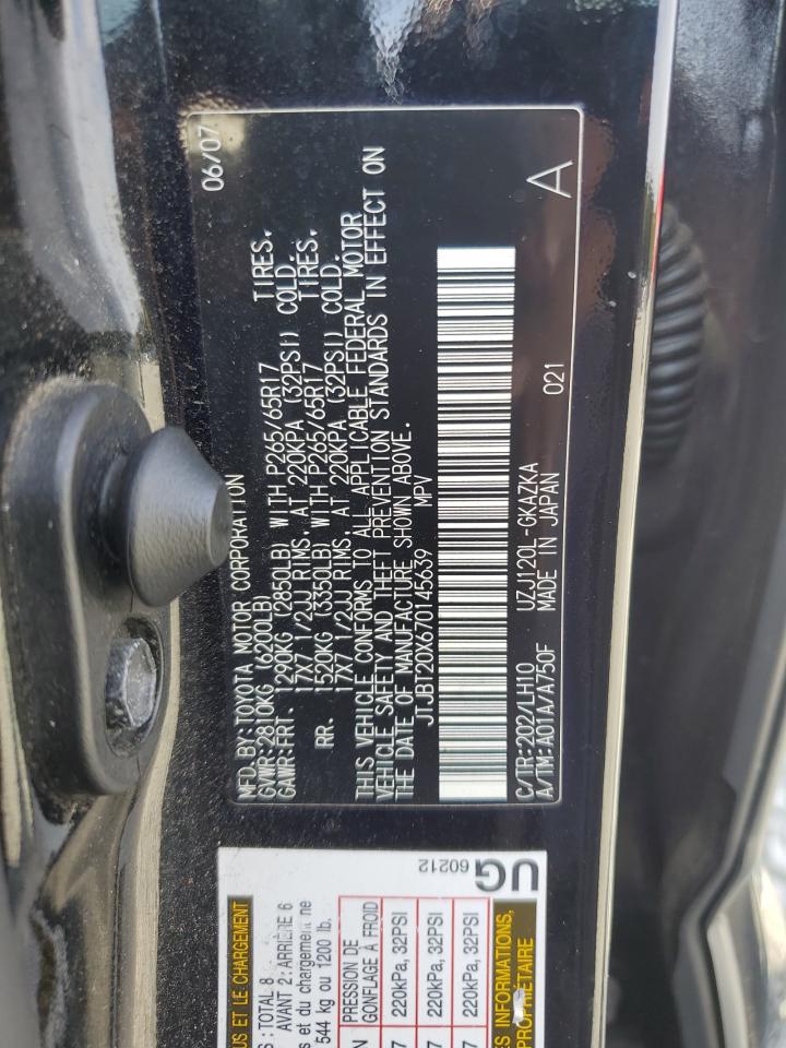 2007 Lexus Gx 470 VIN: JTJBT20X670145639 Lot: 83762805