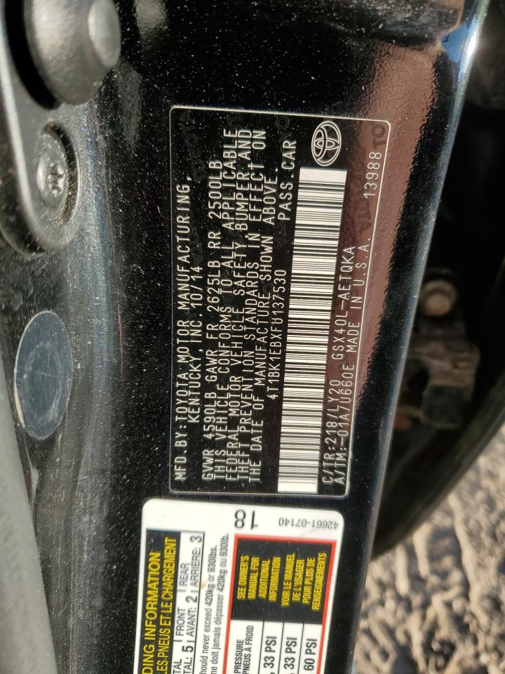 2015 Toyota Avalon Xle VIN: 4T1BK1EBXFU137530 Lot: 80871275