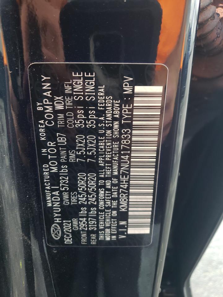 2022 Hyundai Palisade Calligraphy VIN: KM8R74HE7NU417833 Lot: 70877195
