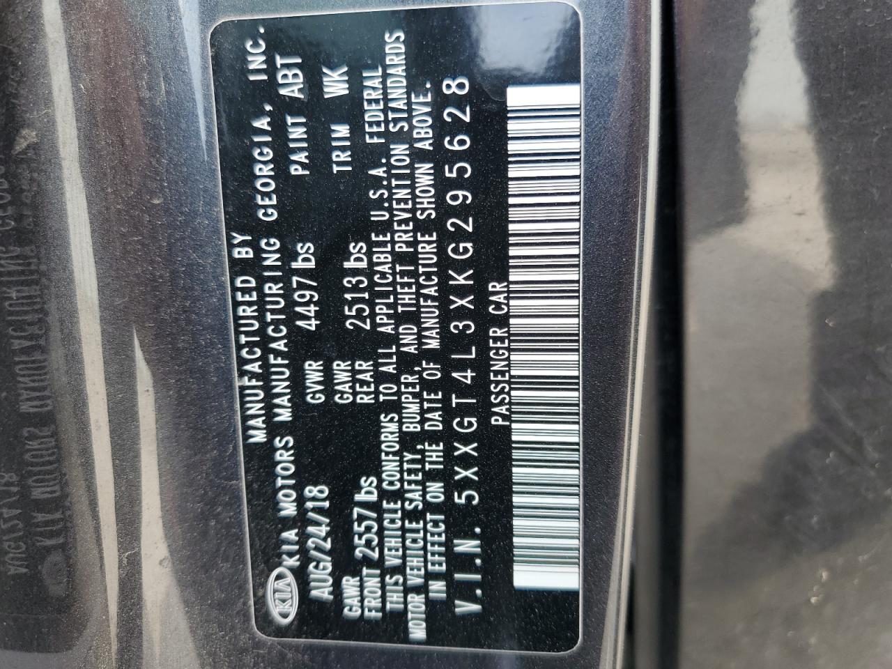 2019 Kia Optima Lx VIN: 5XXGT4L3XKG295628 Lot: 80340545