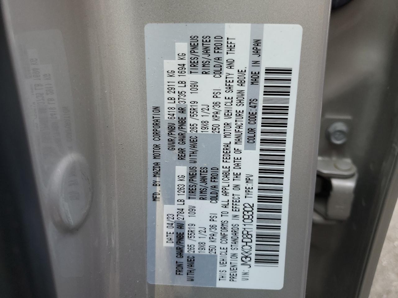 2024 Mazda Cx-90 Preferred Plus VIN: JM3KKCHD8R1109302 Lot: 80067575