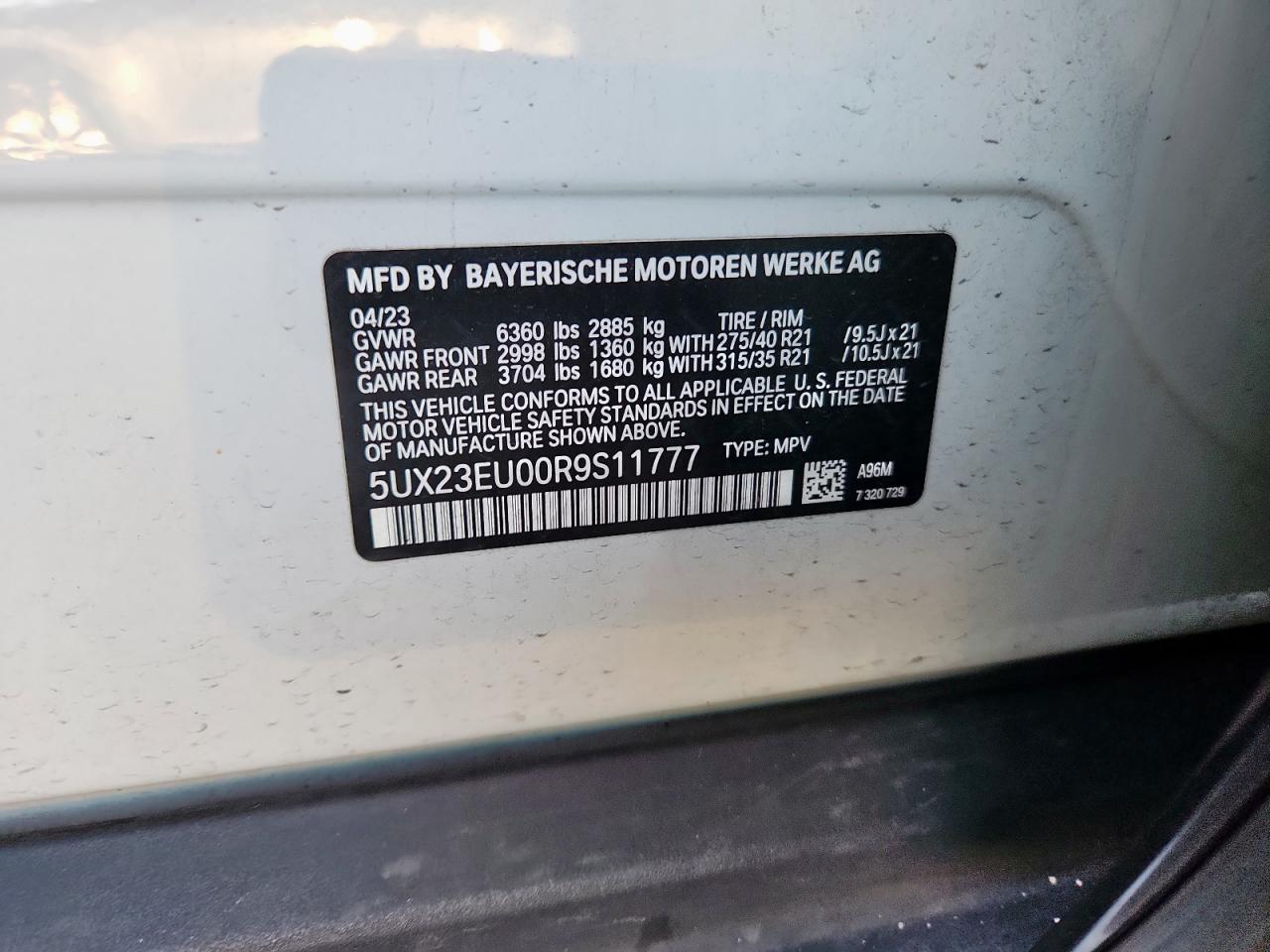 2024 BMW X5 xDrive40I VIN: 5UX23EU00R9S11777 Lot: 71305415