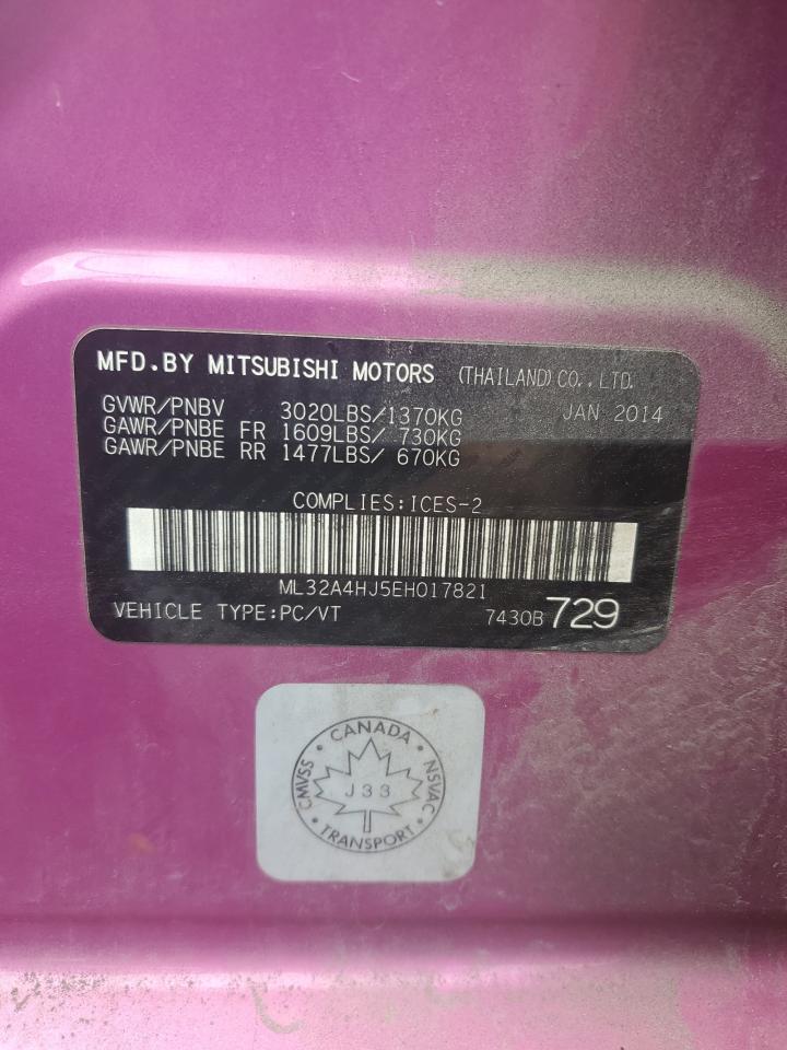 2014 Mitsubishi Mirage Es VIN: ML32A4HJ5EH017821 Lot: 70481445