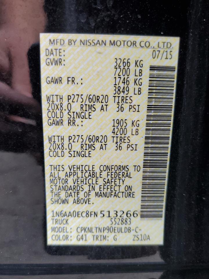 2015 Nissan Titan S VIN: 1N6AA0EC8FN513266 Lot: 81626875