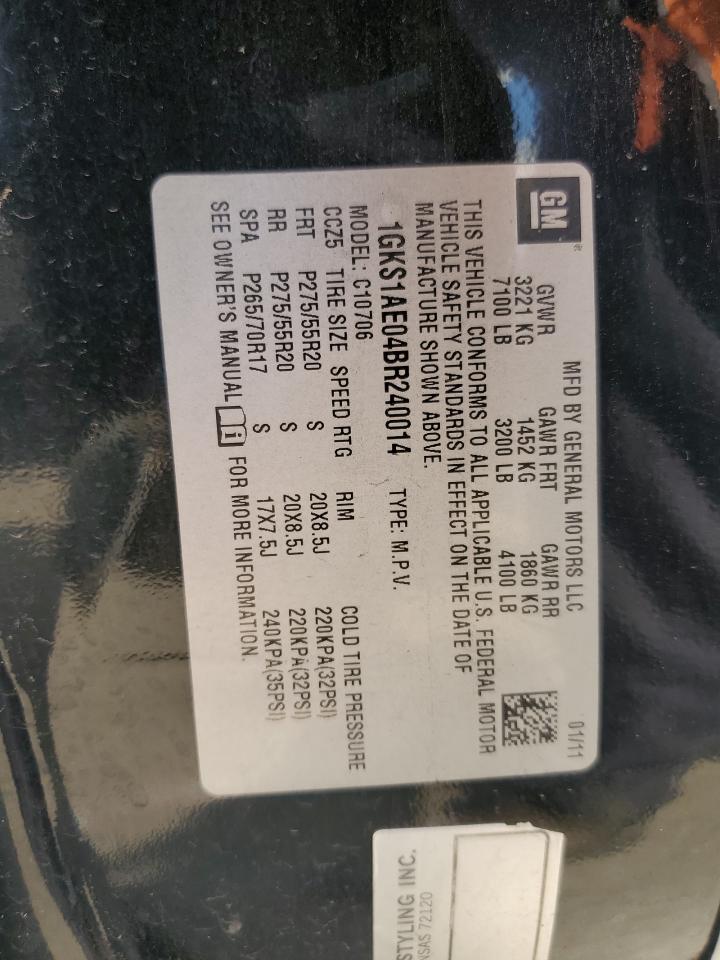 2011 GMC Yukon Sle VIN: 1GKS1AE04BR240014 Lot: 80024995