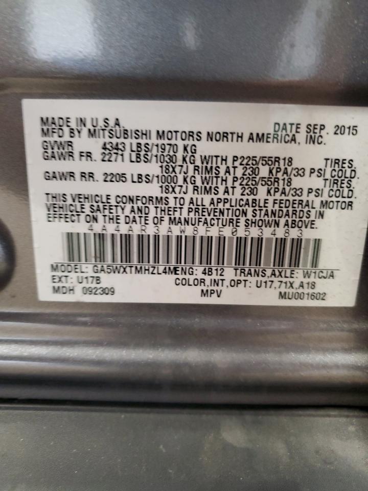 2015 Mitsubishi Outlander Sport Es VIN: 4A4AR3AW8FE053483 Lot: 81629565