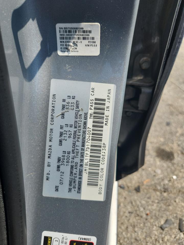 2013 Mazda 3 I VIN: JM1BL1TF7D1704007 Lot: 80893695