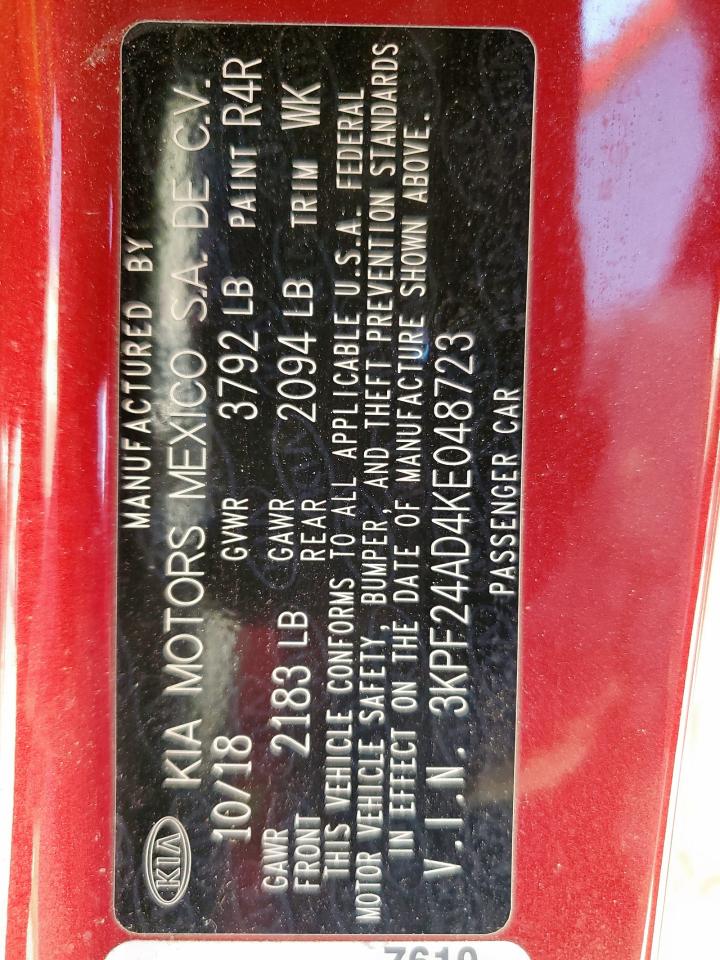 2019 Kia Forte Fe VIN: 3KPF24AD4KE048723 Lot: 81245135