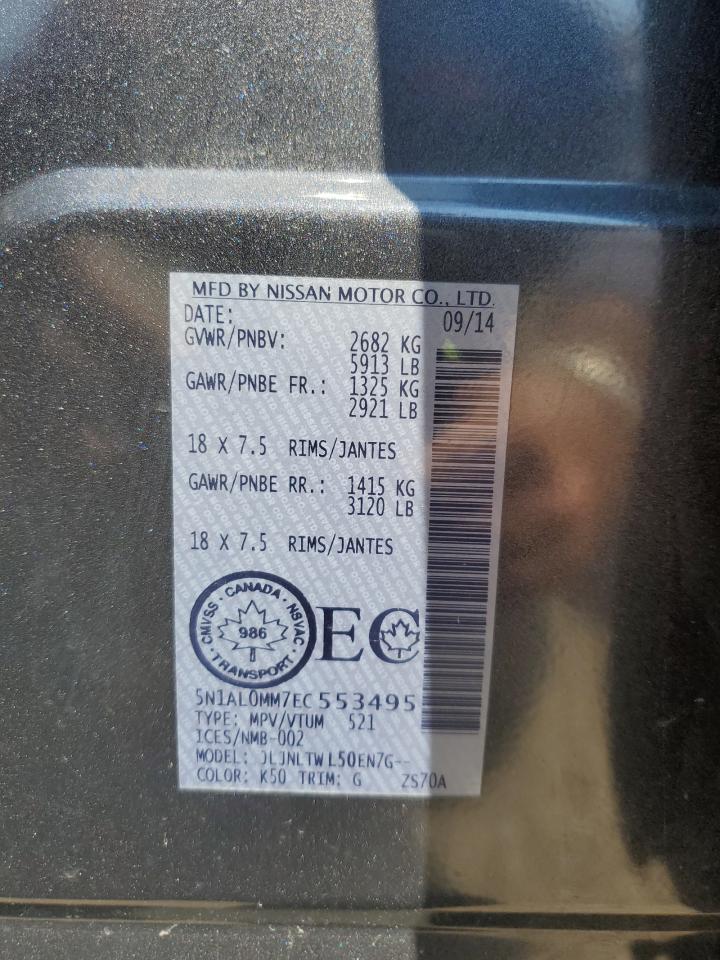 2014 Infiniti Qx60 VIN: 5N1AL0MM7EC553495 Lot: 72084155