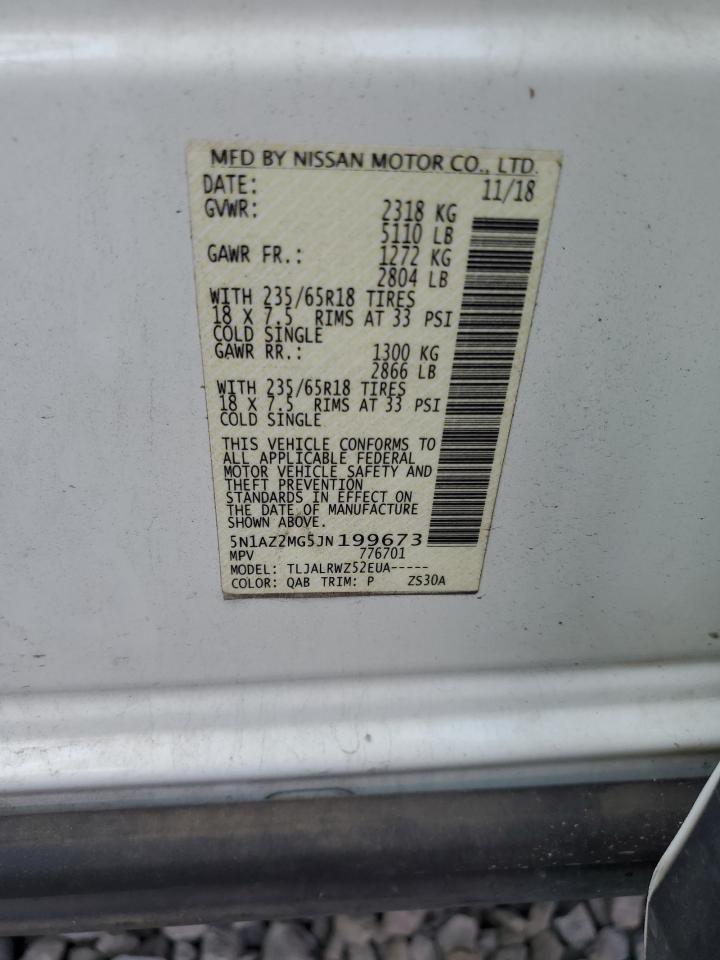 2018 Nissan Murano S VIN: 5N1AZ2MG5JN199673 Lot: 71991165