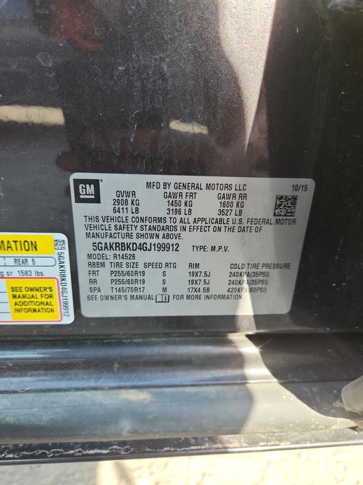 2016 Buick Enclave VIN: 5GAKRBKD4GJ199912 Lot: 80225335