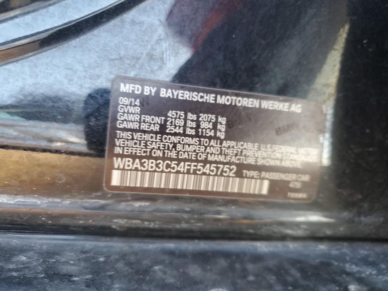 2015 BMW 328 Xi VIN: WBA3B3C54FF545752 Lot: 69396625